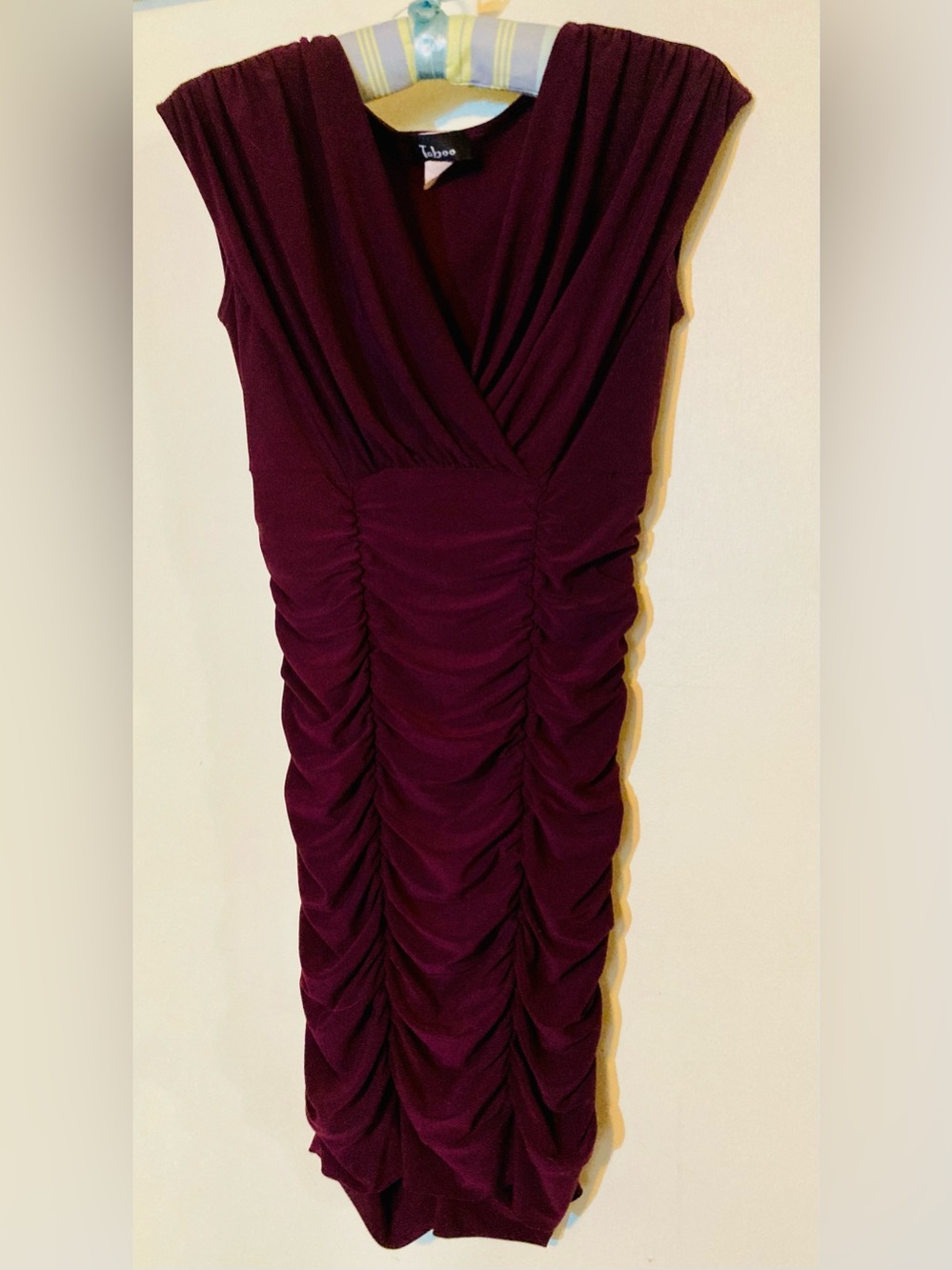 Taboo Ruched Sleeveless Bodycon Dress in Plum